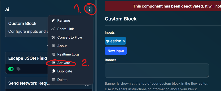 How to Activate disabled components